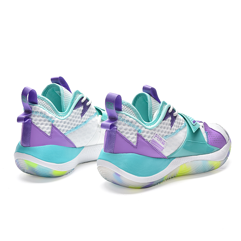 IVERSON Breathable Coverage Support Mid top Basketball Shoes Unisex White Blue Purple