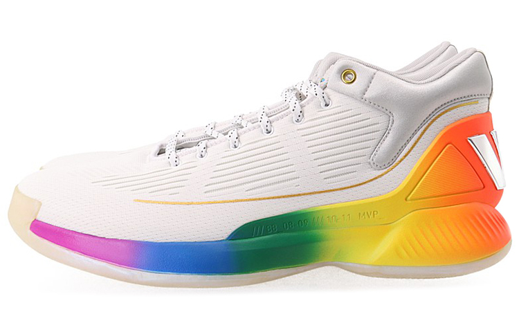 Мужские кроссовки adidas D Rose 10 (бело-разноцветные) — фото 3