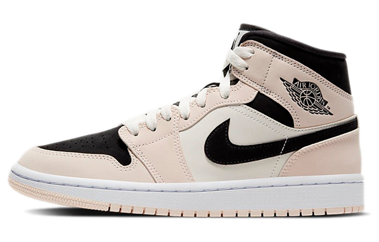 Jordan Air Jordan 1 mid \"barely orange\" Versatile, trendy, mid-top, retro basketball shoes, women's style, black and white