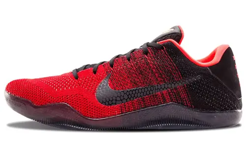 Nike Kobe 11 Elite Low Achilles Heel OG Model Round Toe Lace Low Top Practical Basketball Shoes Men's Black Red