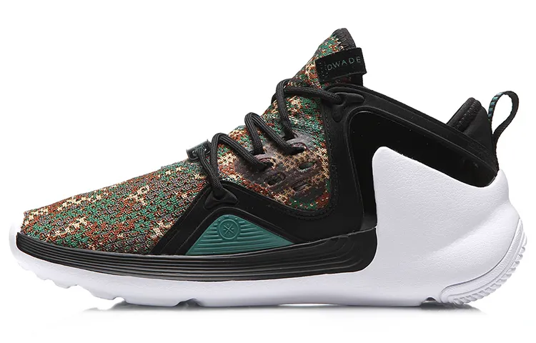 Li Ning APOSTLE Light Cushioning Slip Resistant Abrasion Resistant Support Mid top Basketball Shoes Unisex Green Black