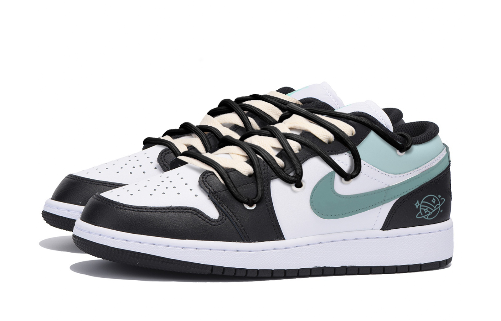 Jordan Air Jordan 1 Abrasion Resistant Low top Vintage Basketball Shoes Men’s Black White Green