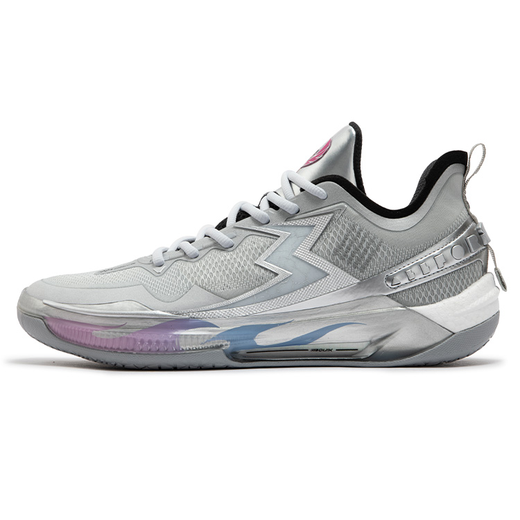 361° BIG3 5.0 Quick PRO Basketball Shoes Men’s Low Top Silver White/Obsidian Black
