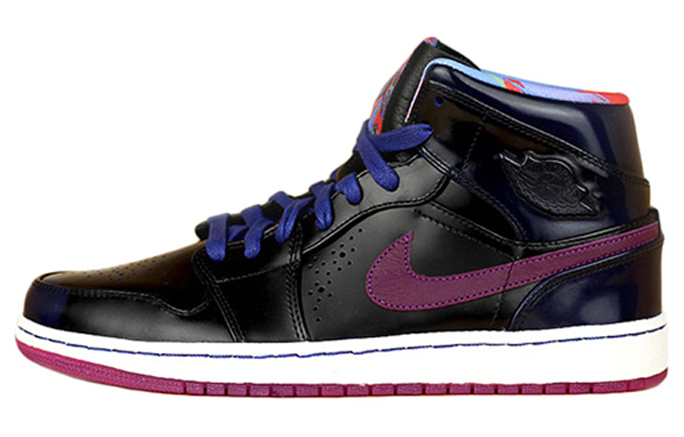Мужские кроссовки Jordan Air Jordan 1 Retro Year of the Horse (черно-пурпурные) — 皇家蓝色/红紫色 /黑/白 — фото 1