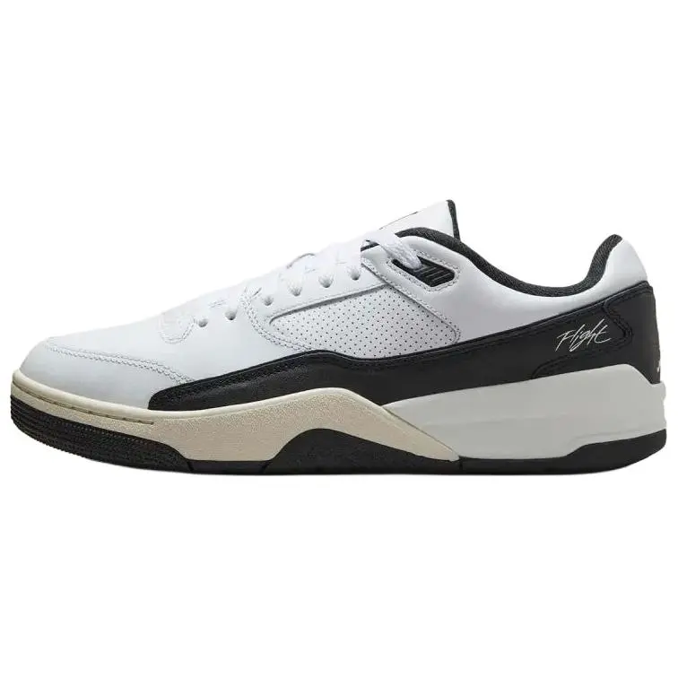 Jordan FLIGHT COURT Leather Low top Vintage Basketball Shoes Men's Black White