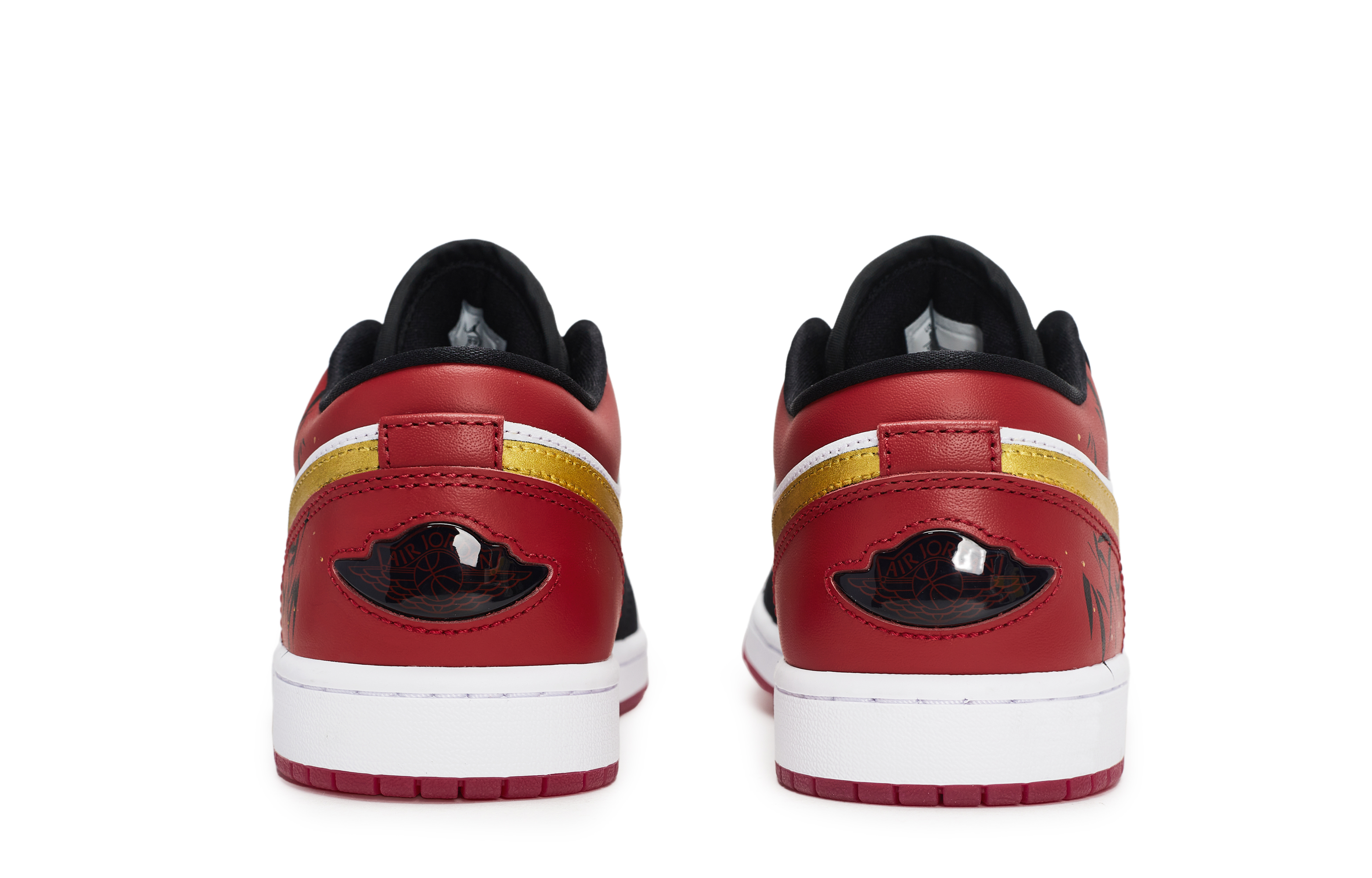 Jordan Air Jordan 1 Vintage Basketball Shoes Unisex Low Top Black/White/Red/Gold