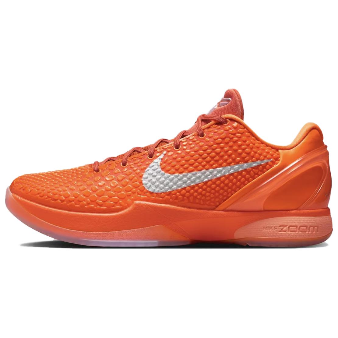 Nike Zoom Kobe 6 Protro \"Total Orange\" Comfortable and versatile low-top basketball shoes for men, orange and silver