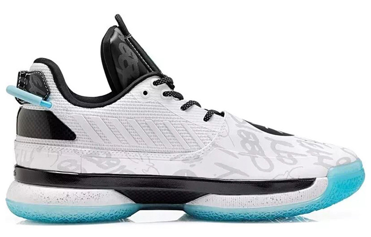 Li Ning WOW 7 Textile, Leather Cushioning Slip Resistant Abrasion Resistant Low top Basketball Shoes Men’s Black White