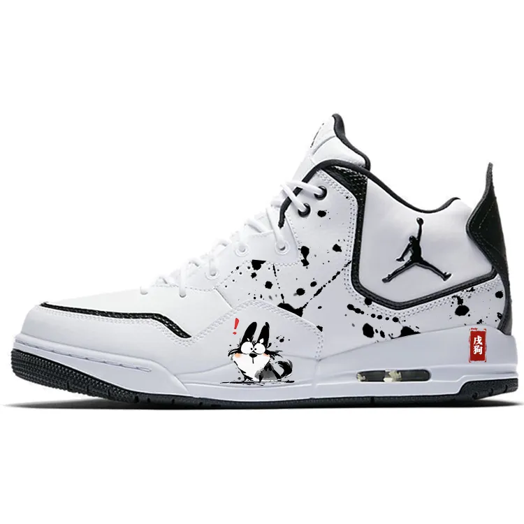 Jordan Courtside 23 Dog Slip Resistant Mid top Vintage Basketball Shoes Men's Black White