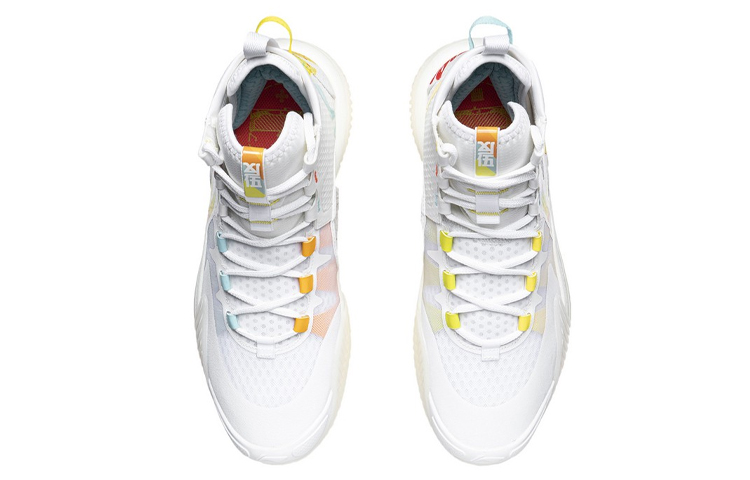 Li Ning Badfive 2 Basketball Shoes Men’s High Top Standard White/Dark Yellow/Light Blue