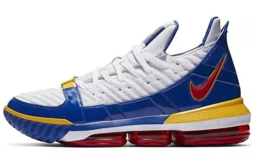 Nike Lebron 16 SuperBron James OG model Superman air cushion mid-cut practical basketball shoes for men and women, lake blue and cold white