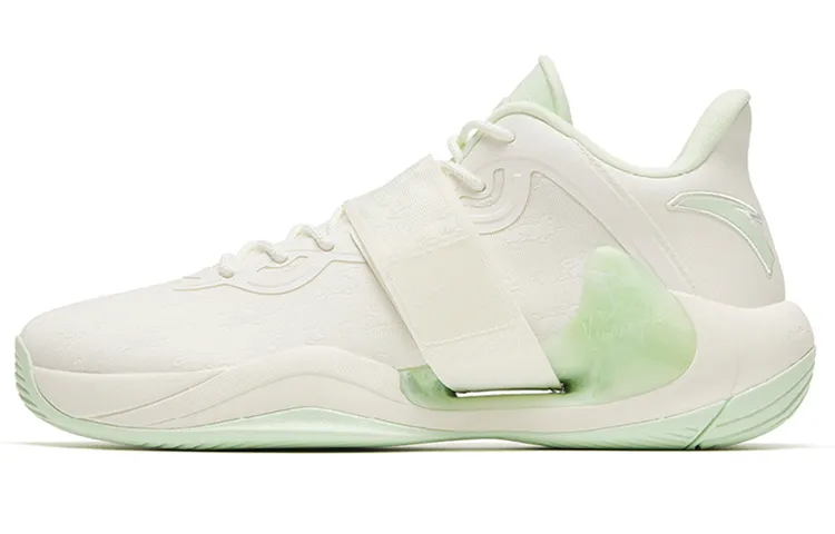 ANTA Water Flower 4 Basketball Shoes Men's Low Top Ivory White/Bright Aqua Green