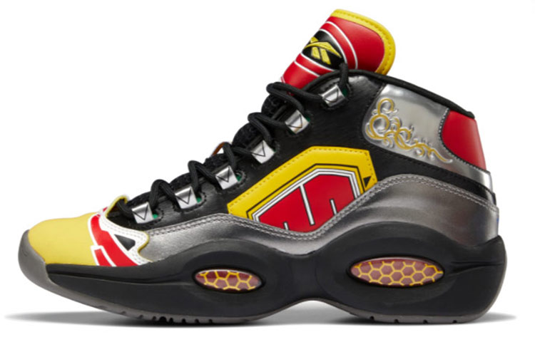 Power Rangers x Reebok Question Megazord Power Rangers Joint Super Zord Mid Basketball Shoes Men's Black Yellow Blue