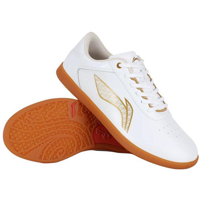 Li Ning Tai Chi Slip Resistant Abrasion Resistant Low top Training Shoes Unisex White Gold