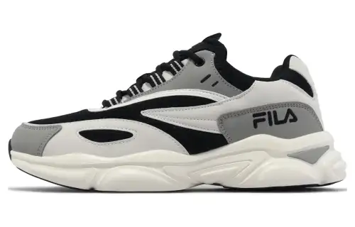 FILA Flamenco Mesh, Leather Low top Chunky Sneakers Men's Black White