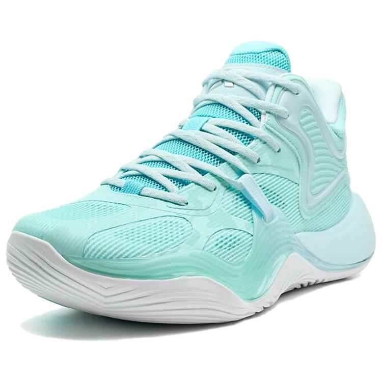 XTEP Battle 3 Basketball Shoes Men’s Mid Top Sky Teal, Misty Blue, Worry Free Blue