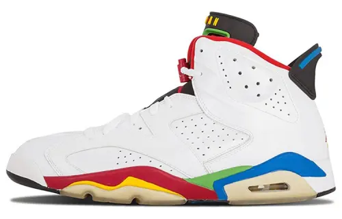 Jordan Air Jordan 6 Retro Olympic Flag Beijing Anti-slip Lightweight Mid-top Retro Basketball Shoes Men's White