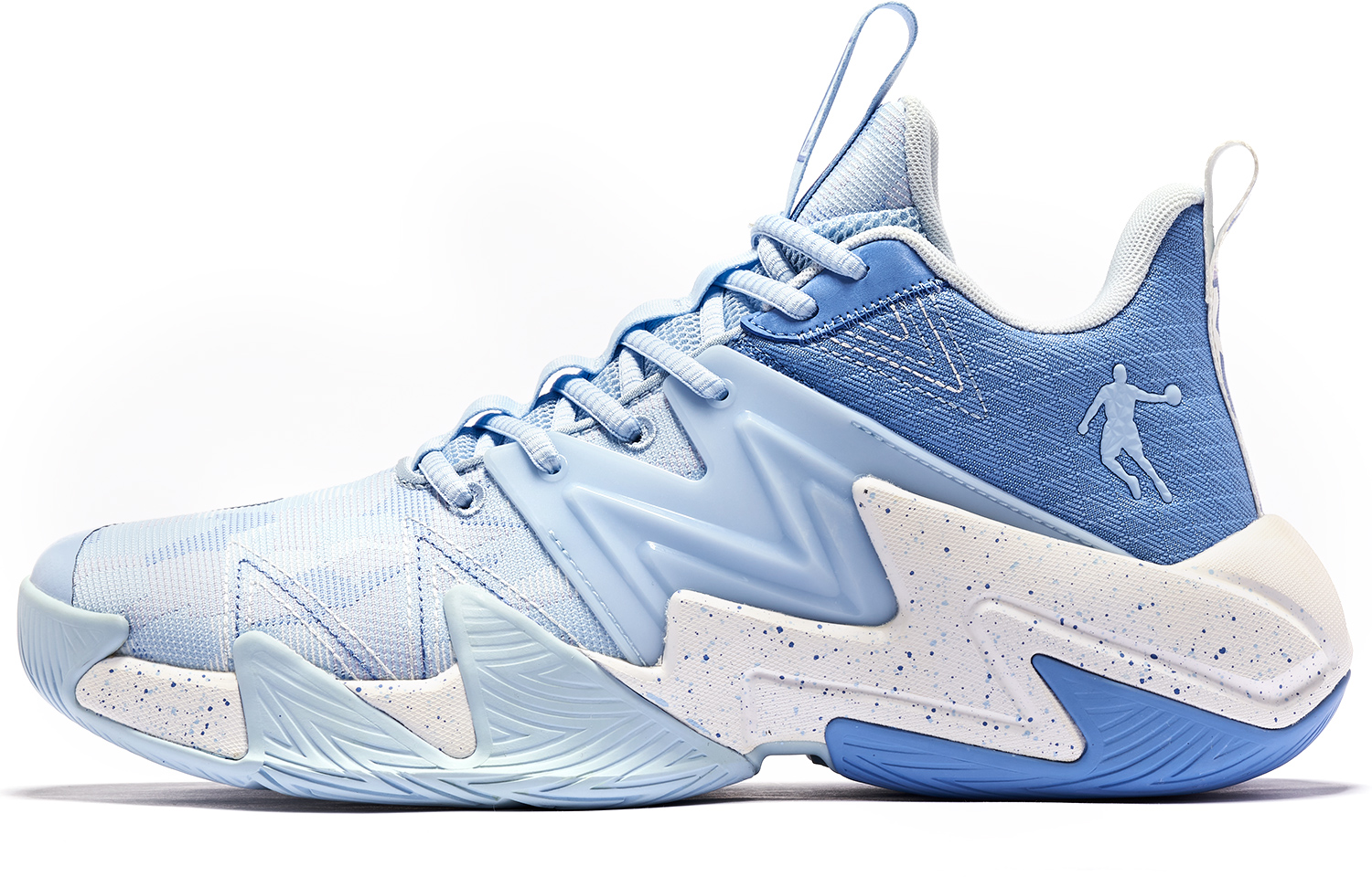 QIAODAN Iron Armor Slip Resistant Abrasion Resistant Mid top Basketball Shoes Men’s Blue