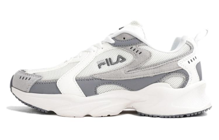 FILA Mesh, Synthetic Leather Cushioning Abrasion Resistant Breathable Low top Chunky Sneakers Women's Gray White