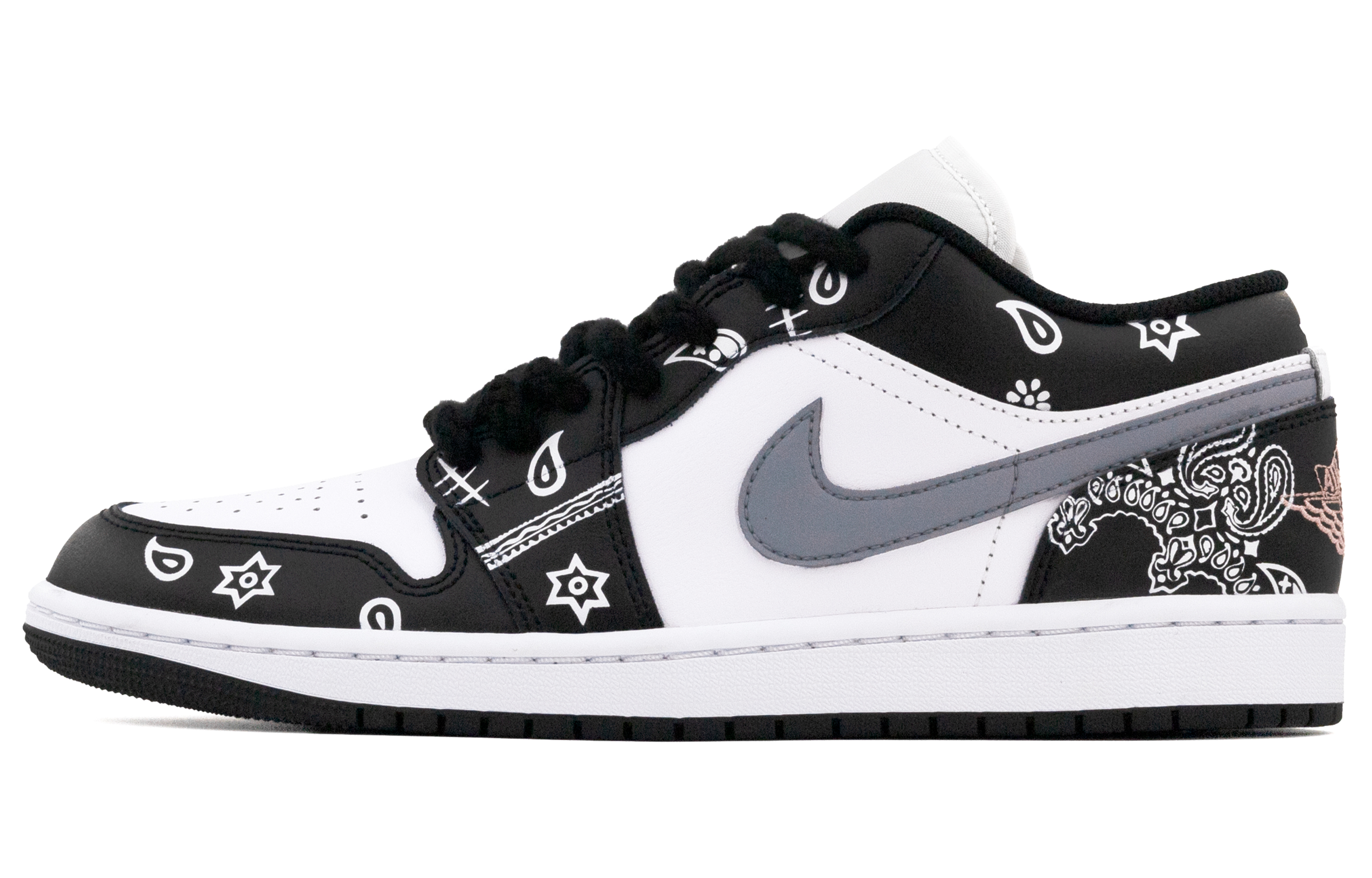 Jordan Air Jordan 1 Leather Low top Vintage Basketball Shoes Unisex Black
