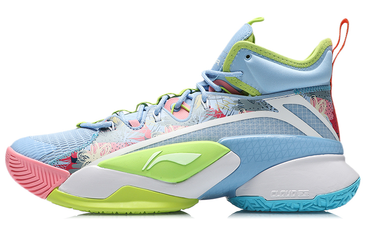 Li Ning Power 7 Textile, Artificial Leather Cushioning Slip Resistant Abrasion Resistant Support Rebound Mid top