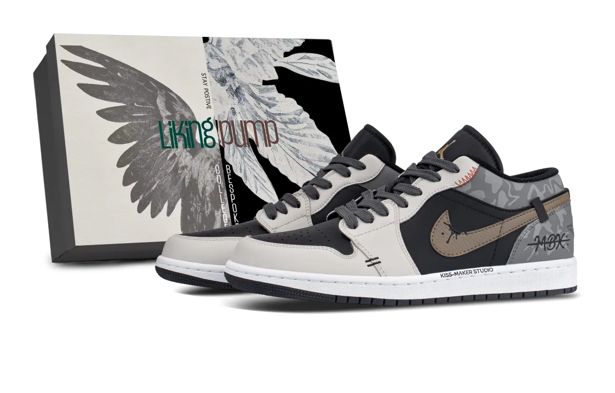 Jordan Air Jordan 1 Low top Vintage Basketball Shoes Men's Black Gray
