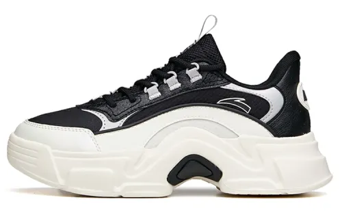 Anta Life Collection Textile, Synthetic Leather Cushioning Slip Resistant Low top Chunky Sneakers Women's Black