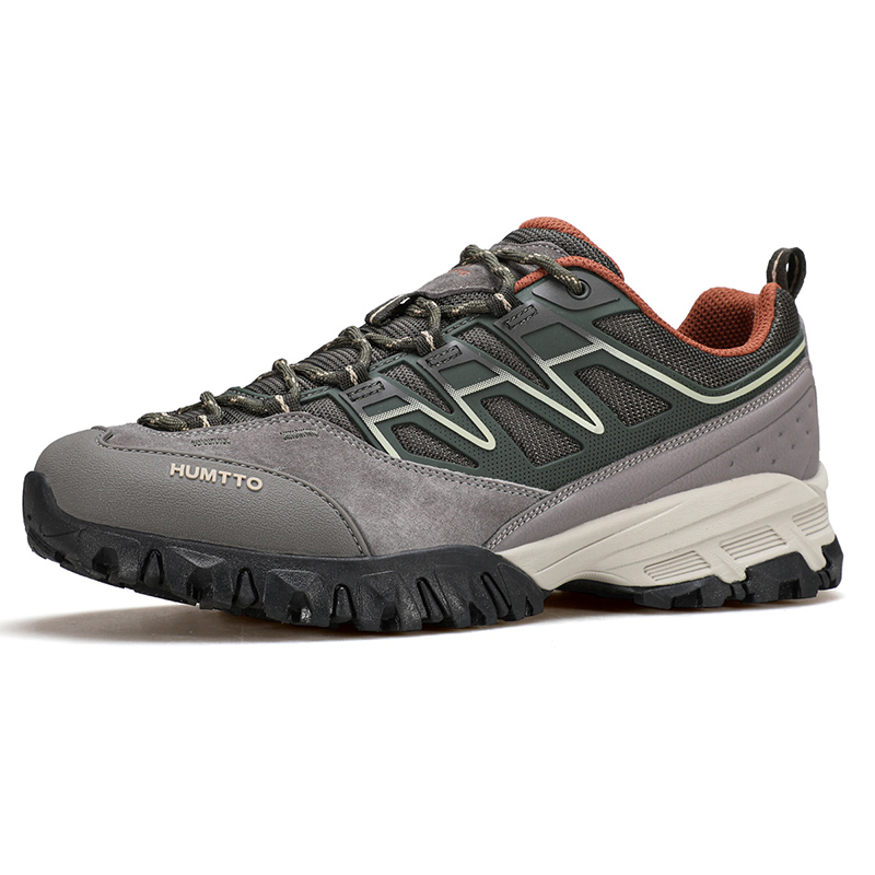 HUMTTO Cushioning Slip Resistant Lightweight Low top Mountaineering Shoes Men’s Tea Gray Army Green