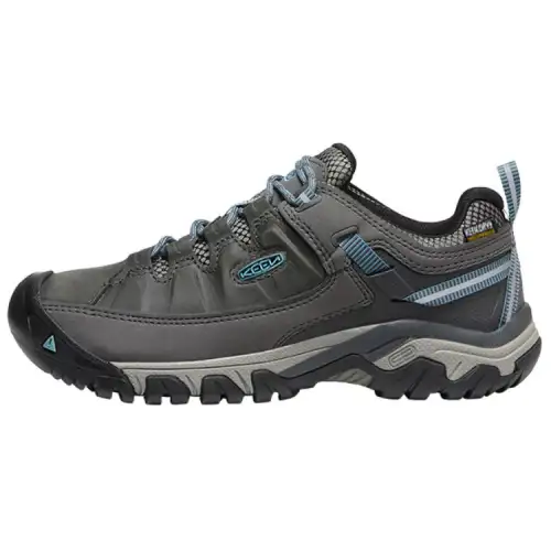 KEEN Targhee 3 WP Cushioning, Slip Resistant, Abrasion Resistant, Waterproof Low top Outdoor Shoes Unisex Gray Blue