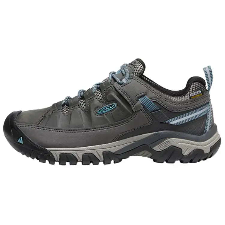 KEEN Targhee 3 WP Cushioning, Slip Resistant, Abrasion Resistant, Waterproof Low top Outdoor Shoes Unisex Gray Blue