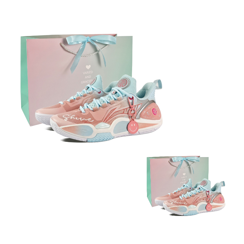 Li Ning Cushioning Slip Resistant Abrasion Resistant Low top Basketball Shoes Men’s Pink