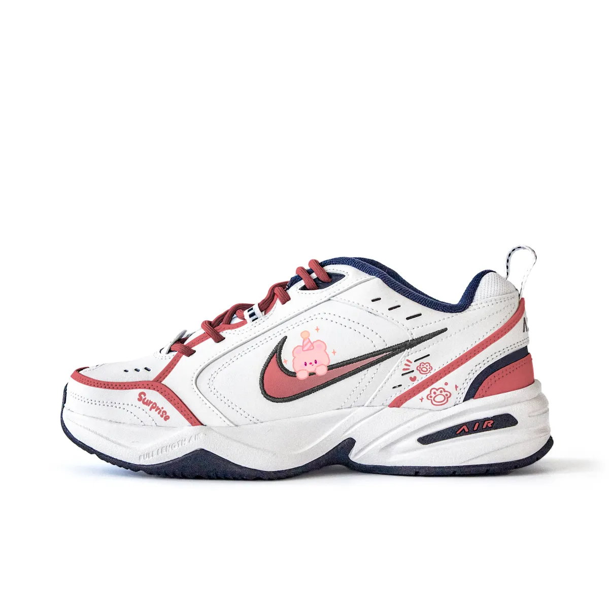 Nike Air Monarch 4 Mist Enchanting, Small Flower Slip Resistant Abrasion Resistant Low top Chunky Sneakers Unisex Red