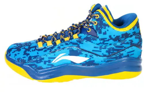 Li Ning Comfortable Breathable And Wear resistant High top Basketball Shoes Men's Blue Yellow