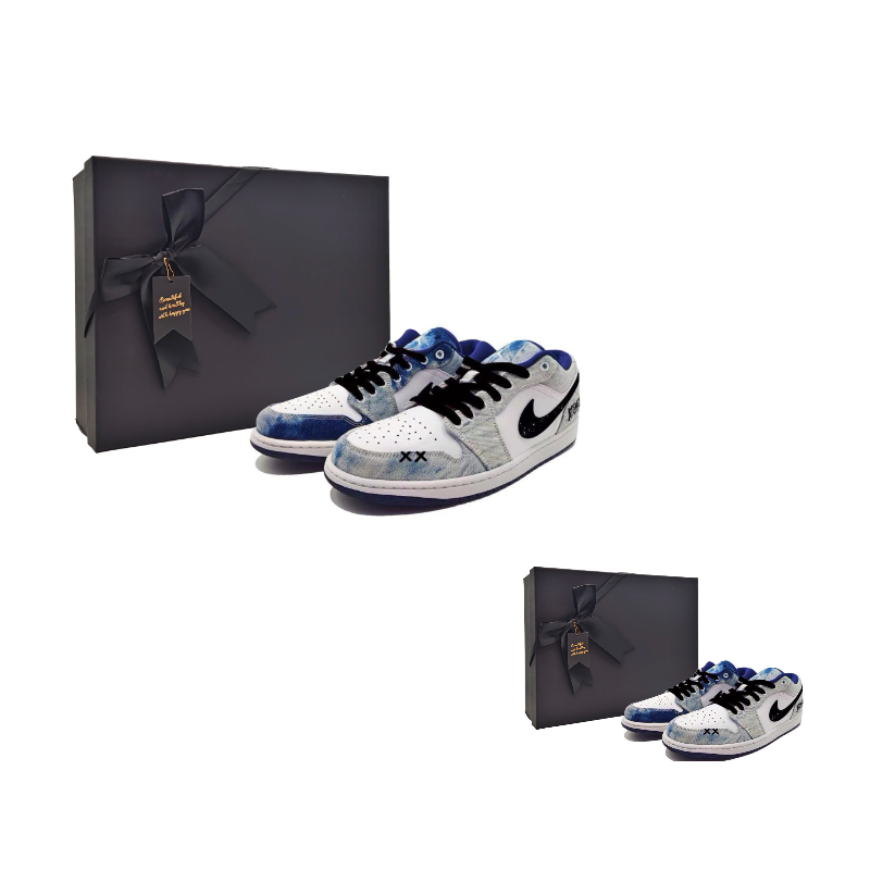 Jordan Air Jordan 1 Abrasion Resistant Low top Vintage Basketball Shoes Men’s White Blue