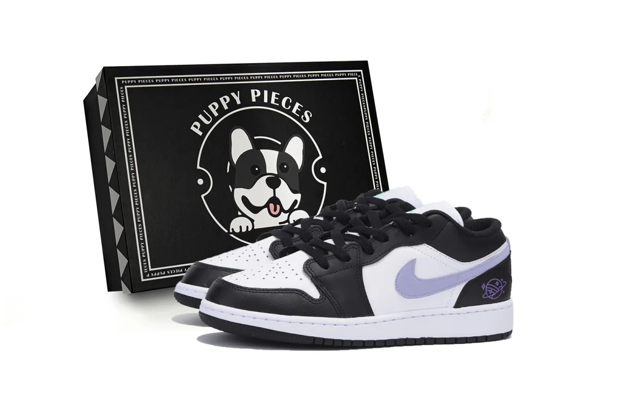 Jordan Air Jordan 1 Abrasion Resistant Cushioning Slip Resistant Low top Vintage Basketball Shoes Men's Black Purple