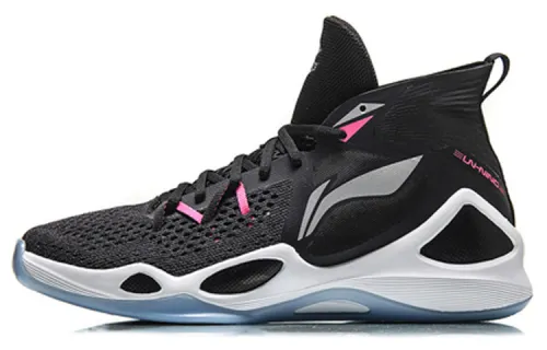 Li Ning Fighting Falcon Cushioning Slip Resistant Abrasion Resistant High top Basketball Shoes Men's Black Pink