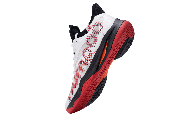 KUMPOO Badminton Shoes Unisex Mid Top White Red Black