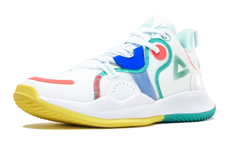 PEAK Cavalry 2 Basketball Shoes Men’s Low Top White Large/Emerald Green/Yellow/Blue