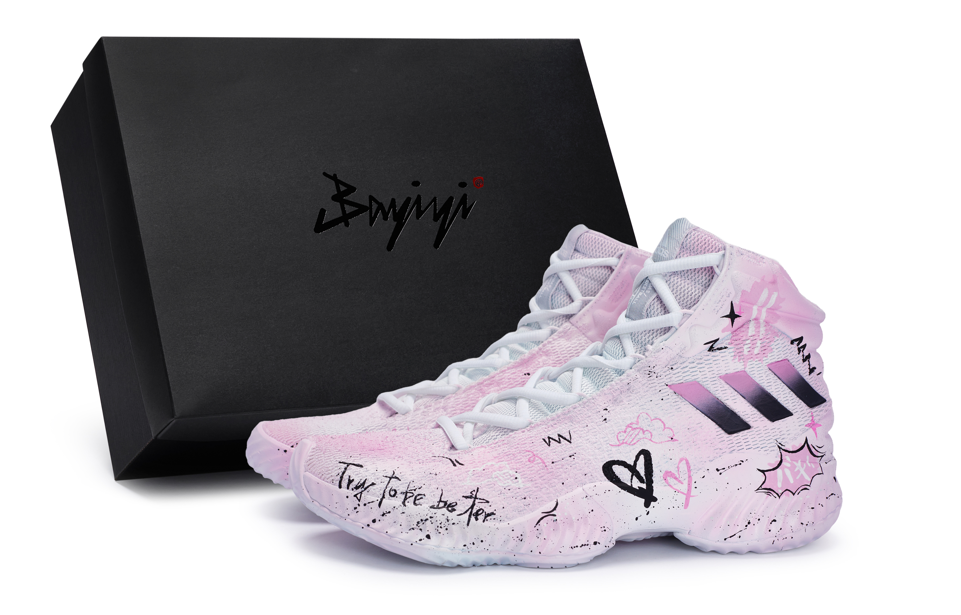 Adidas Pro Bounce 2018 Basketball Shoes Men's Mid Top White/Black/Pink