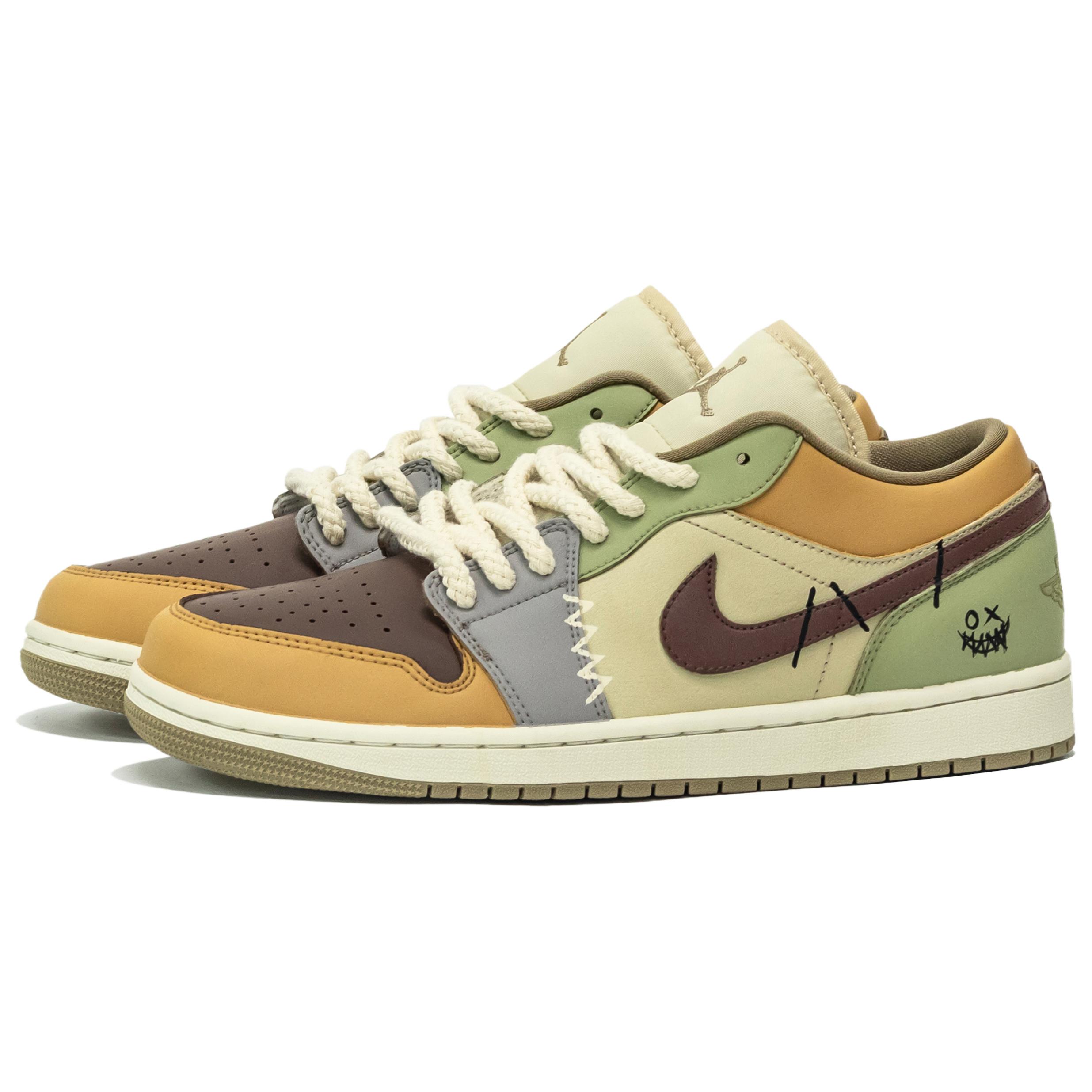 Jordan Air Jordan 1 Rhapsody, Magic Doll Abrasion Resistant Low top Vintage Basketball Shoes Unisex Brown