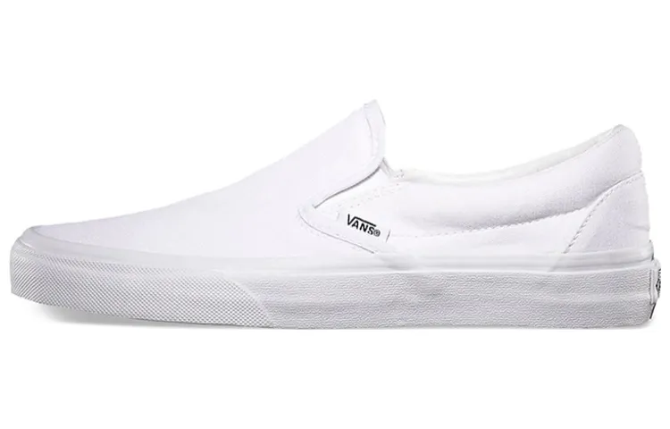 Vans Slip on Classic Abrasion Resistant Lightweight Low top Canvas Shoes Unisex White
