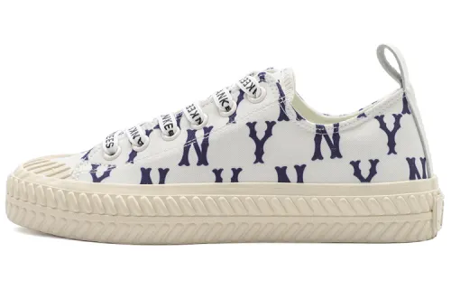MLB Playball MONOGRAM Wear resistant And Lightweight Low top Canvas Shoes Unisex White