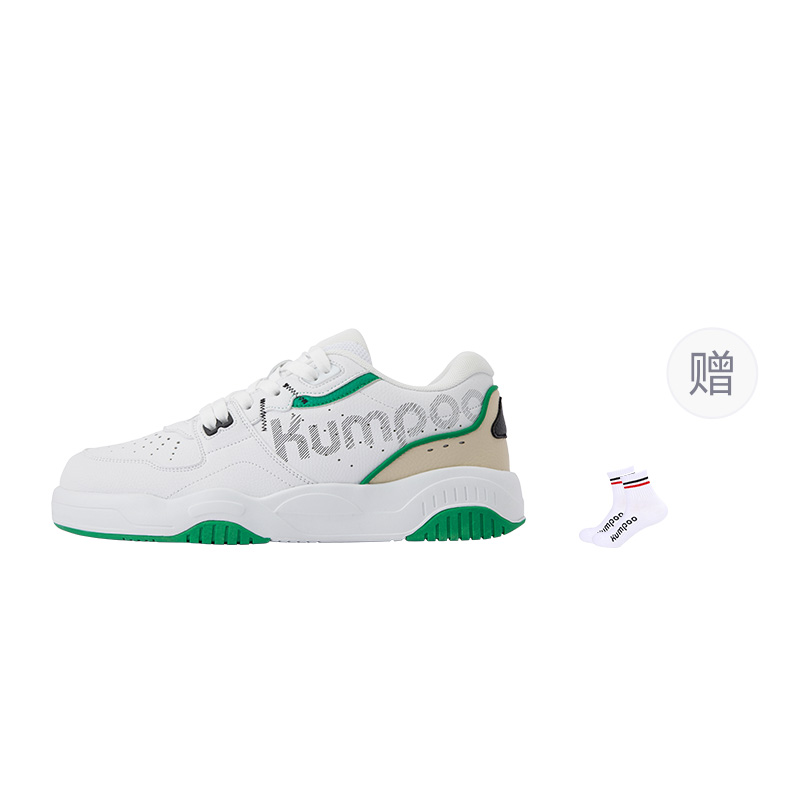 KUMPOO Abrasion Resistant Breathable Support Lightweight Rebound Low top Badminton Shoes Unisex White Green