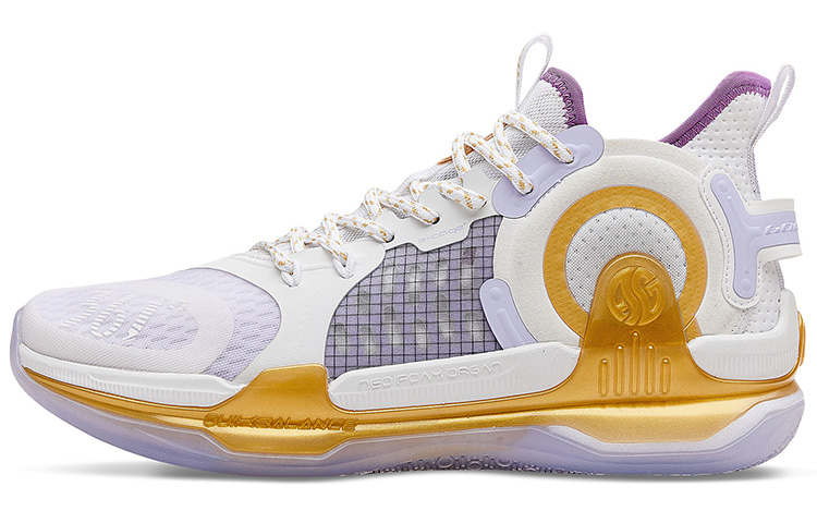 361° AG 1 Basketball Shoes Men’s Mid Top White/Gold/Purple
