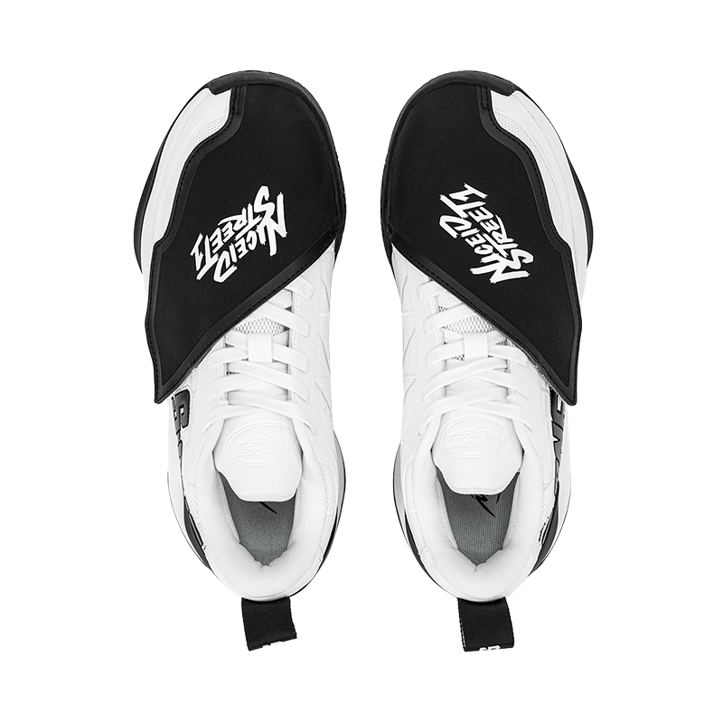 NICEID Cushioning Slip Resistant Abrasion Resistant Breathable Mid top Basketball Shoes Men’s White Black