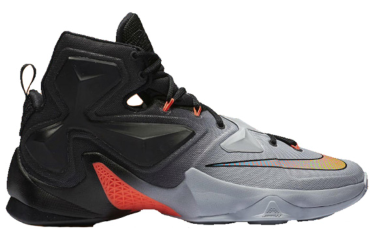 Мужские кроссовки Nike Lebron 13 On Court (бело-черные) — 狼灰/黑/酷灰/亮红 — фото 2