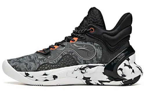 Anta The Dagger 4 Abrasion Resistant Breathable Mid Top Basketball Shoes Black Gray White