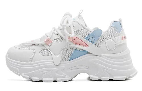 RENBEN Abrasion Resistant Breathable Height Increasing Low top Chunky Sneakers Women's White Blue
