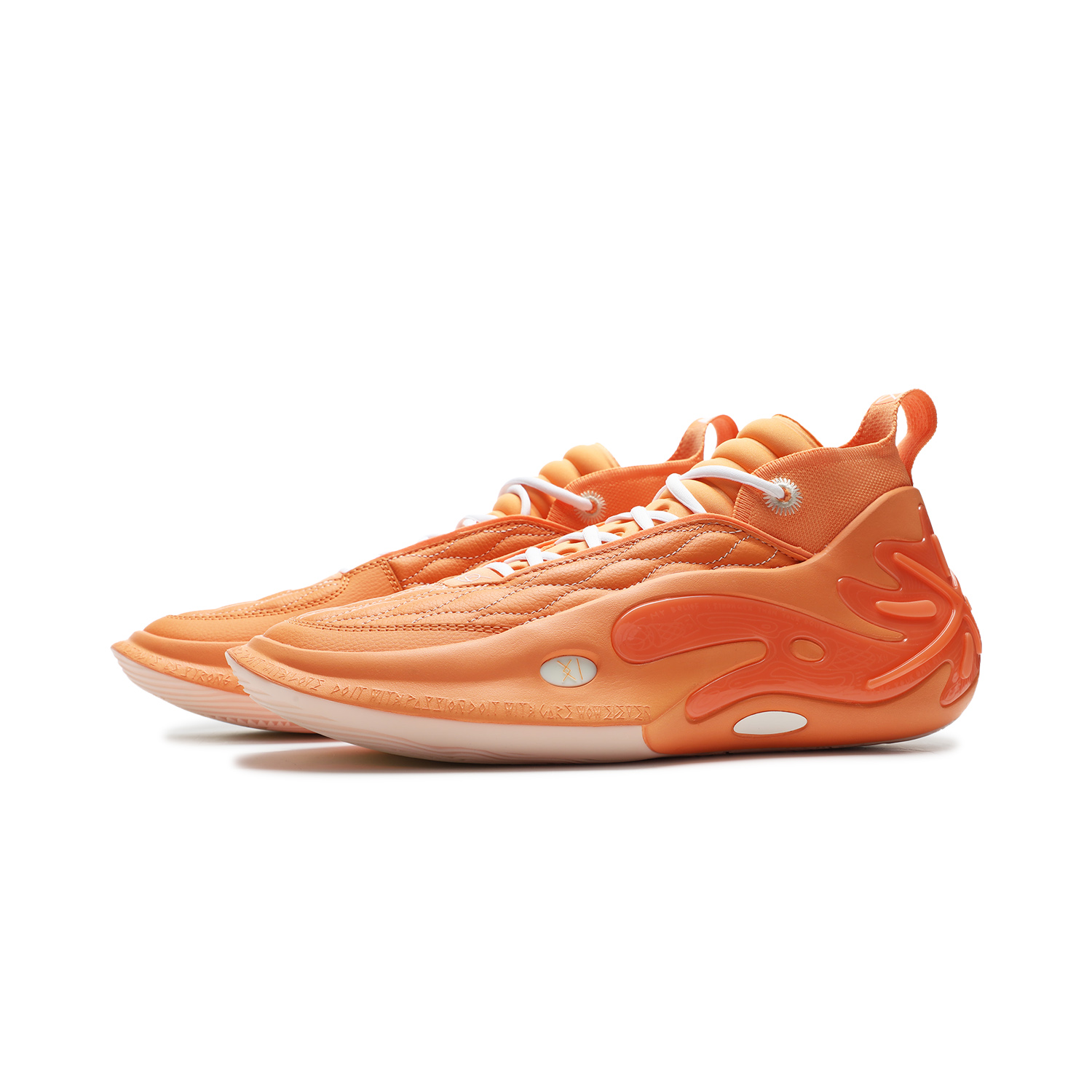 Li Ning Wow11 Cushioning Lightweight Rebound Mid top Basketball Shoes Men’s Cloud Satin Orange