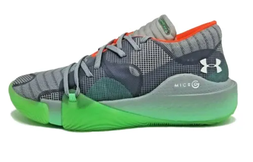 Under Armour Basketball Shoes Men's Low Top Green/Gray